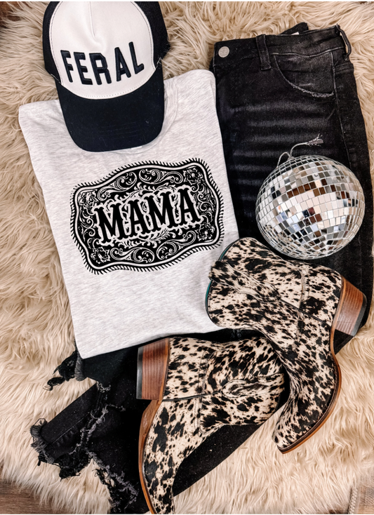 Mama belt buckle Graphic top