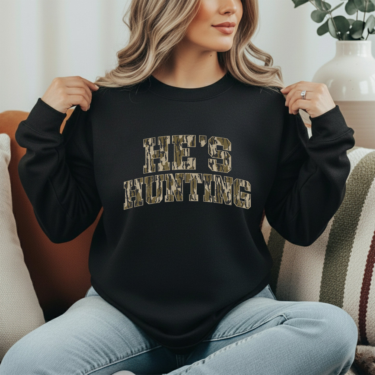 He's Hunting Graphic Top